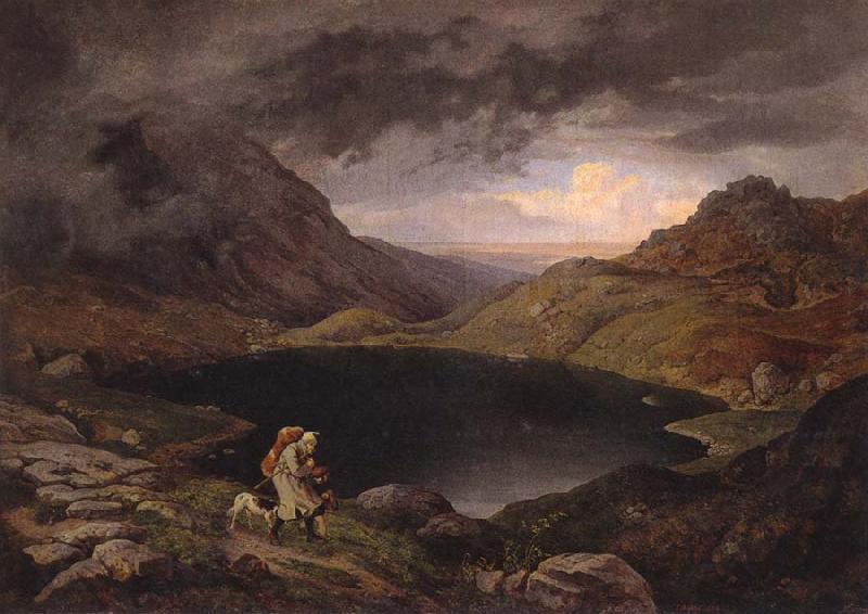 Adrian Ludwig Richter Pond in he Riesengebirge oil painting image